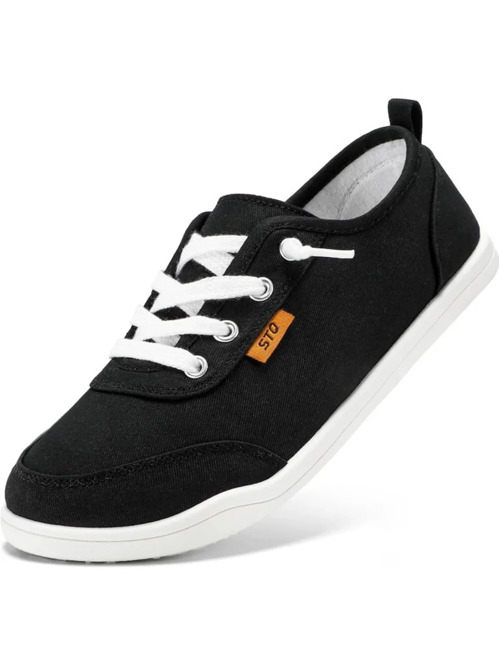 Women's Black White Comfortable Classic Slip On Low Top Canvas Fashion Sneaker